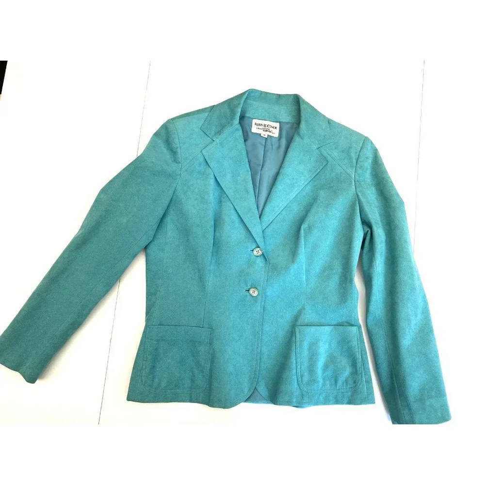 Vintage Roth-Le-Cover Ultra Suede Jacket Skirt 2pc Suit Green Women's size 14